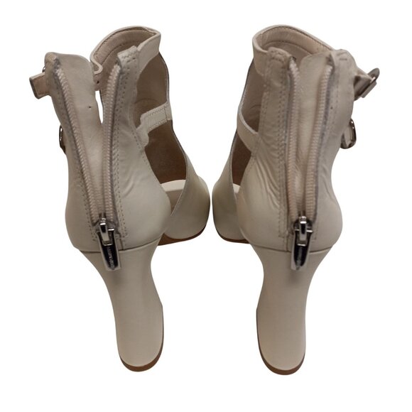 Vince Camuto 8.5 M Roskette Beige Leather Block Heel Sandals Open Toe Buckles - Picture 7 of 13